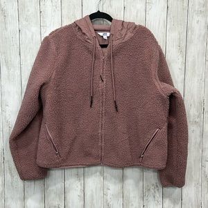 JoyLab Target Sherpa Full Zip Jacket Pockets Pink Dusty Rose Mauve Size XL